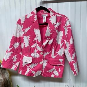 Isaac Mizrahi pink & white floral blazer size med